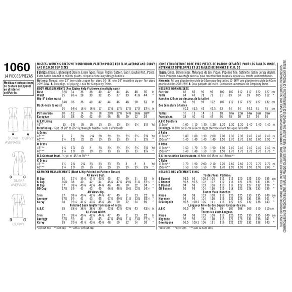 Simplicity Sewing Pattern 1060 Amazing Fit Dress Womens 20W-28W Curvy - Picture 2 of 3